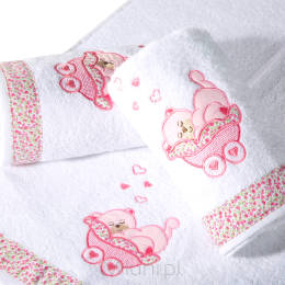 Ręcznik dziecięcy BABY 21  50x90 biały + róż